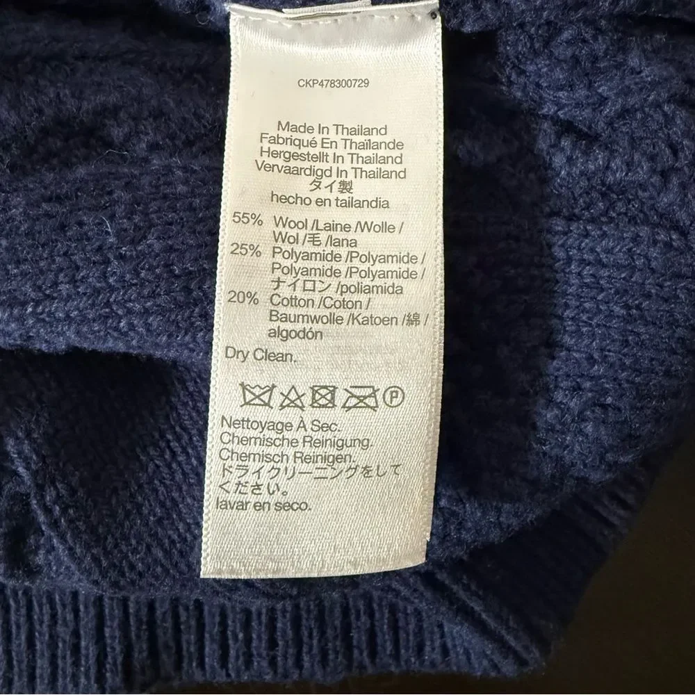 Madewell Sweater Vest Women Sz XS Navy Cable Knit V Neck Short Sleeve Wool Blend